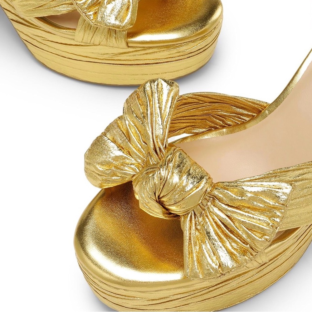 Sz 7 women’s chunky platform gold Dream Pairs Gold Platform Sandals - Picture 3 of 10